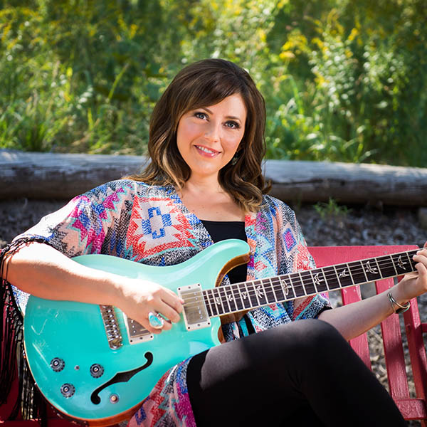 Shawna Russell with her blue guitar